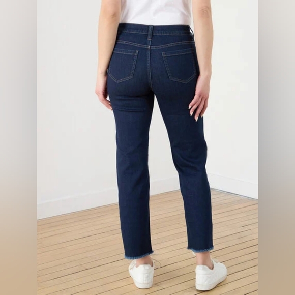Gap Vintage Slim High Rise Jeans Cropped Ankle Raw Hem Stretch Dark Wash Size 29 - Picture 1 of 12